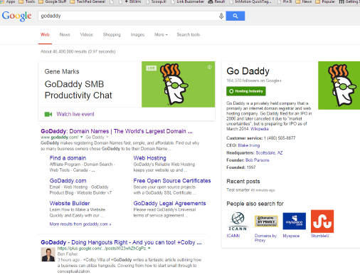 search for godaddy and it ranks at the top