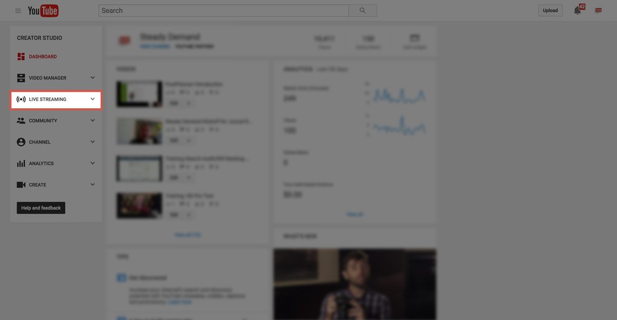 youtube dashboard