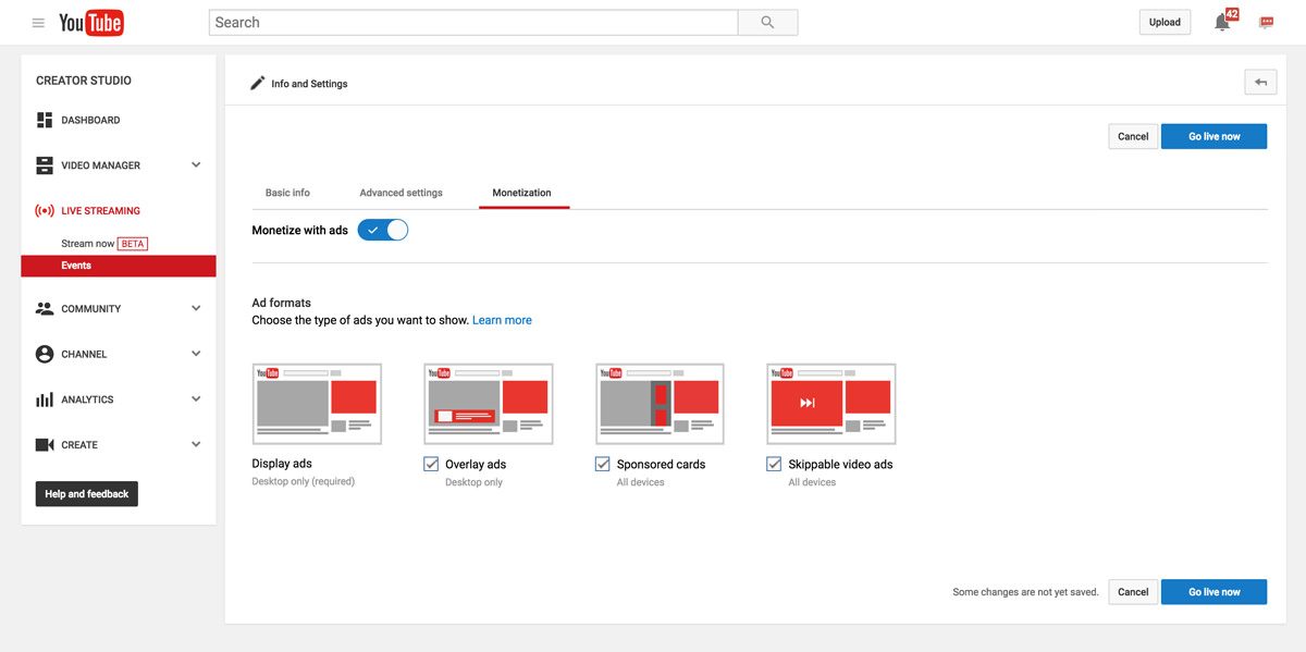 youtube live event monetization