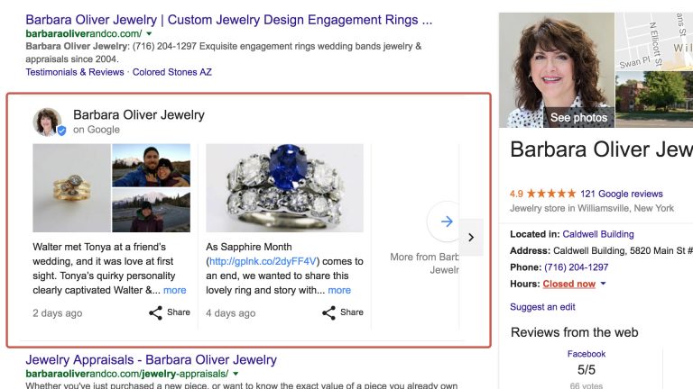 barbara oliver jewelry google post example