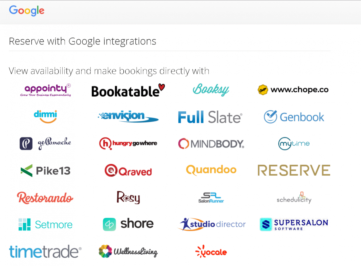 Google Bookings Partners