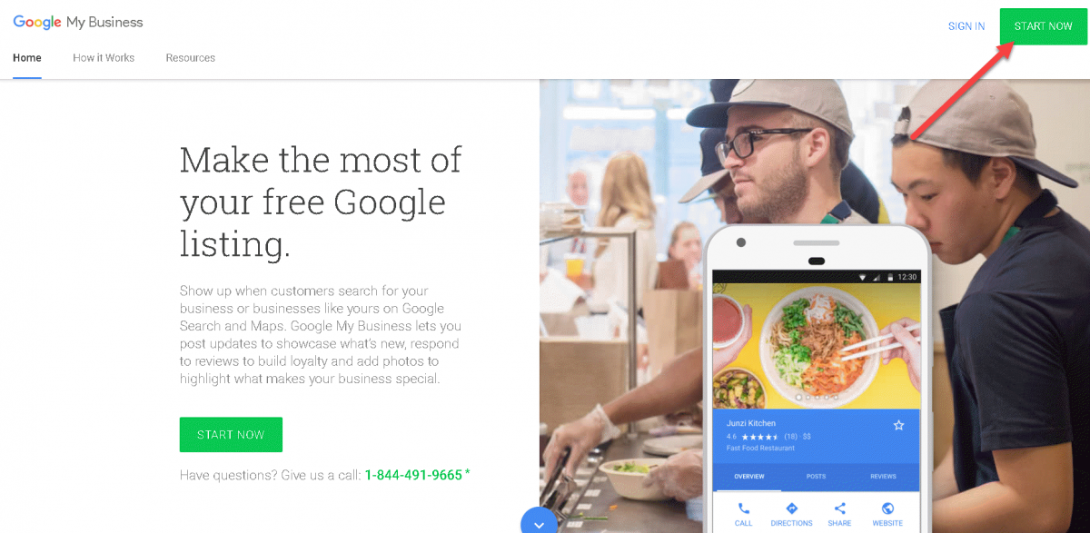 Google My Business home page