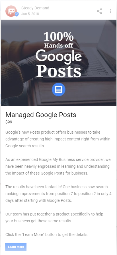 Google Post example